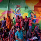 People in Uttar Pradesh’s Mathura gathered to celebrate Holi.
